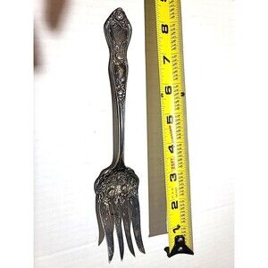 Vintage RCCO Rogers Bros Meat Fork Rose Pattern 8.5"